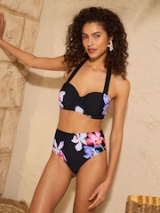 Love & Roses Black Iris Flower Moulded Cup Bikini Top - Image 1 of 4
