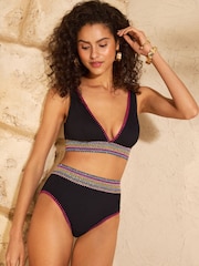 Black Squin Trim - Love & Roses Bikini Top de triunghi - Imaginea 1 din 4