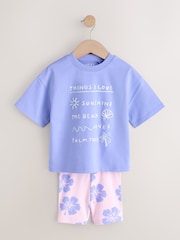 Pink/Cream Top & Cycle Shorts Set 2 Pack (3mths-7yrs) - Image 4 of 7