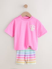 Pink/Cream Top & Cycle Shorts Set 2 Pack (3mths-7yrs) - Image 5 of 7