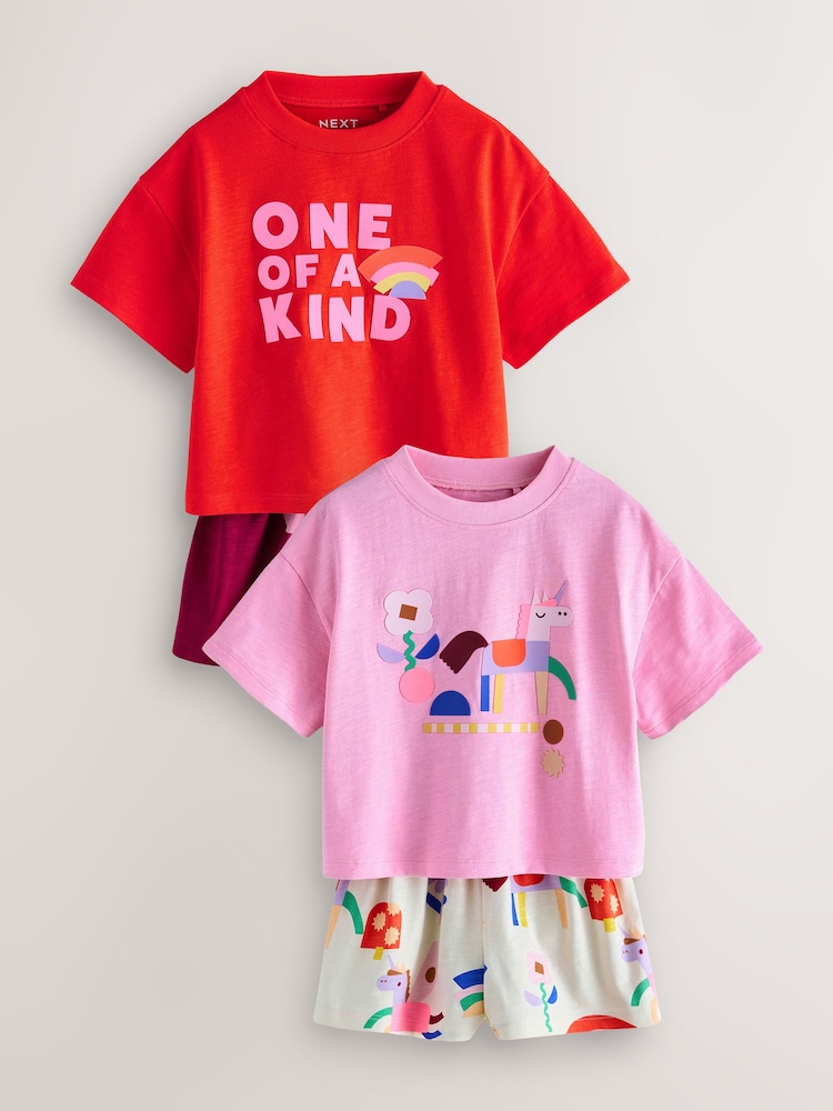 Unicorn Top & Shorts Set 2 Pack (3mths-7yrs) - Image 1 of 10