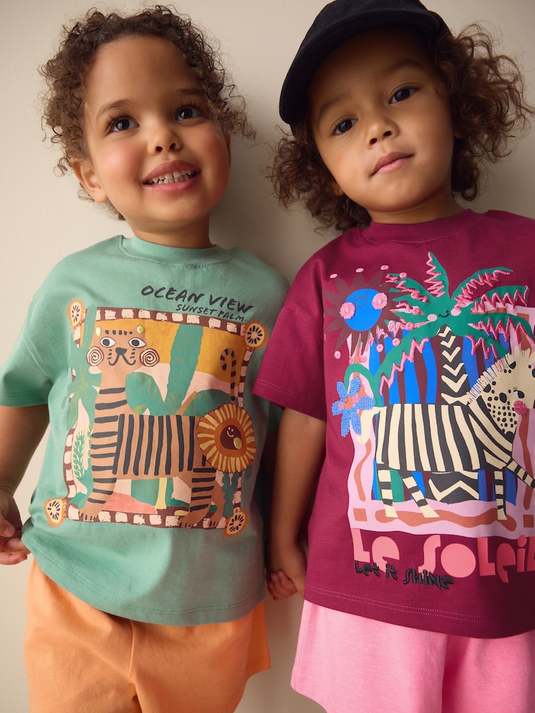 Mov/Portocaliu - Set top și pantaloni scurți 2 pachet (3luni -7ani) - Imaginea 2 din 12