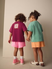 Mov/Portocaliu - Set top și pantaloni scurți 2 pachet (3luni -7ani) - Imaginea 3 din 12