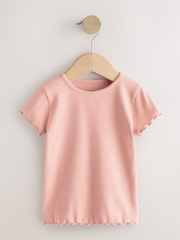 Neutral Ribbed Short Sleeve Tops 5 Pack (3mths-7yrs) - Image 3 of 9