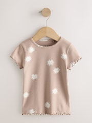 Neutral Ribbed Short Sleeve Tops 5 Pack (3mths-7yrs) - Image 5 of 9