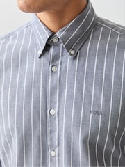 BOSS Blue Ricoplus Stripe Regular-Fit Oxford Shirt - Image 3 of 5