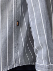 BOSS Blue Ricoplus Stripe Regular-Fit Oxford Shirt - Image 4 of 5