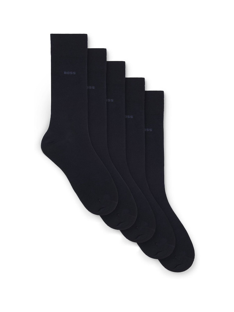 BOSS Blue Socks 5 Pack - Image 1 of 3 BOSS Blue Socks 5 Pack - Image 1 of 3