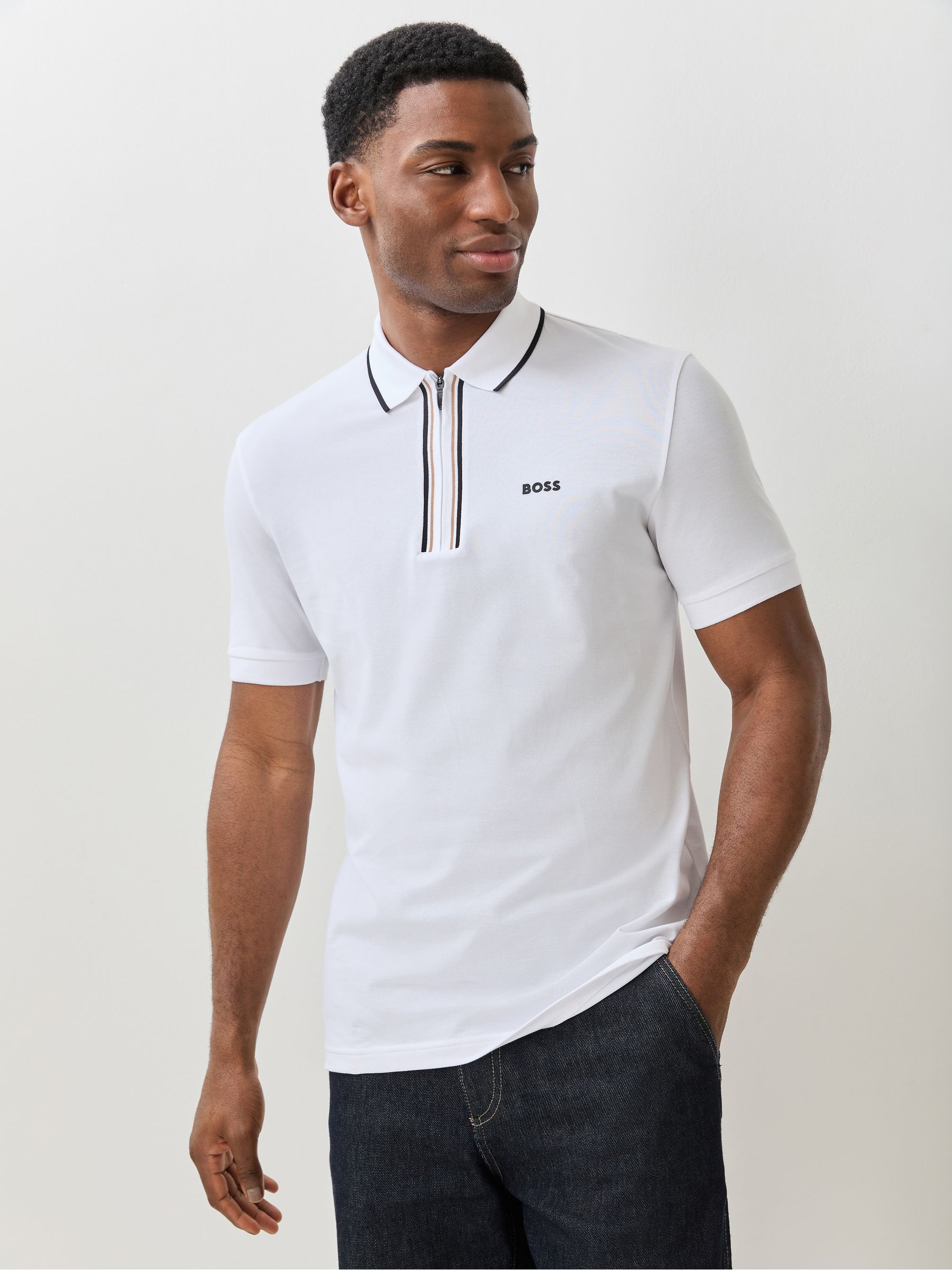 Buy BOSS White Philix Quarter Zip Polo Shirt from Next South Africa