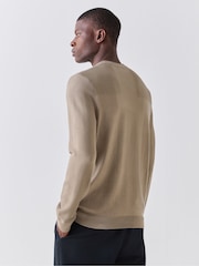 Marrón - Suéter con logotipo y detalle texturizado Momentum de BOSS - Imagen 3 de 6