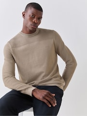 Marrón - Suéter con logotipo y detalle texturizado Momentum de BOSS - Imagen 4 de 6