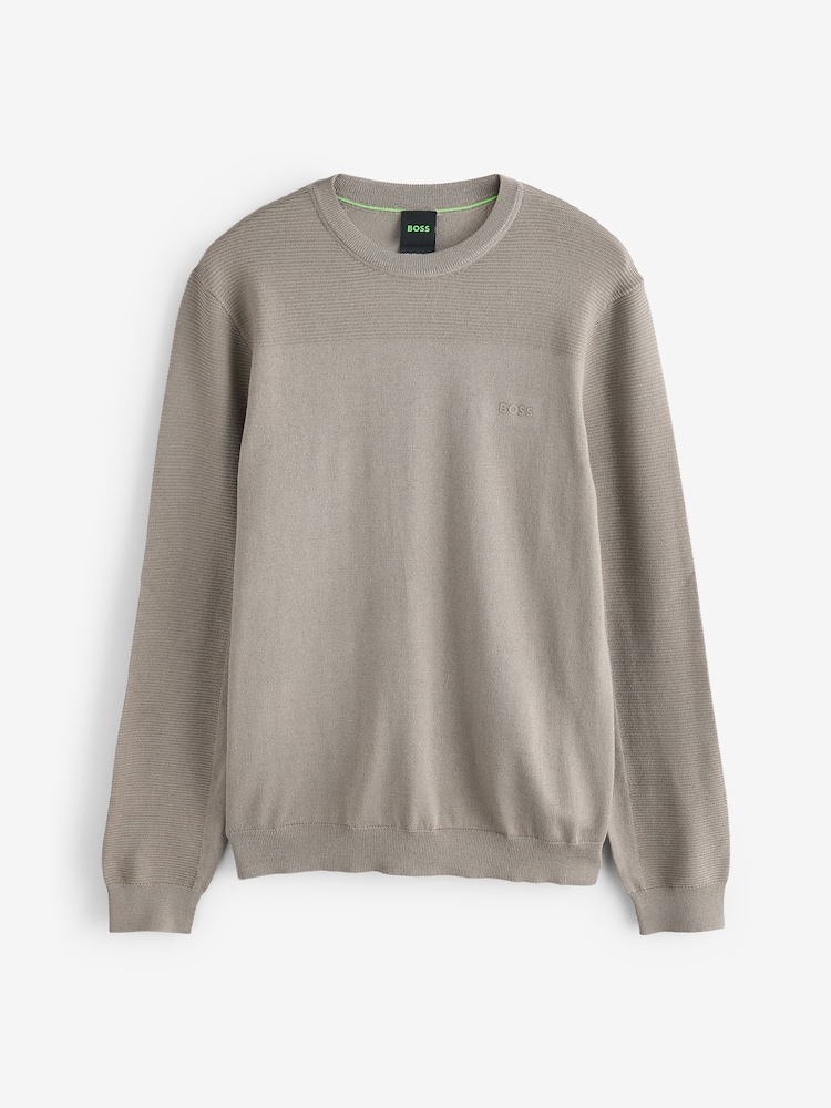 Marrón - Suéter con logotipo y detalle texturizado Momentum de BOSS - Imagen 6 de 6