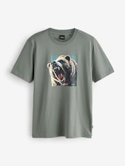 BOSS Grey Graphic Regular-Fit T-Shirt - Image 1 of 1