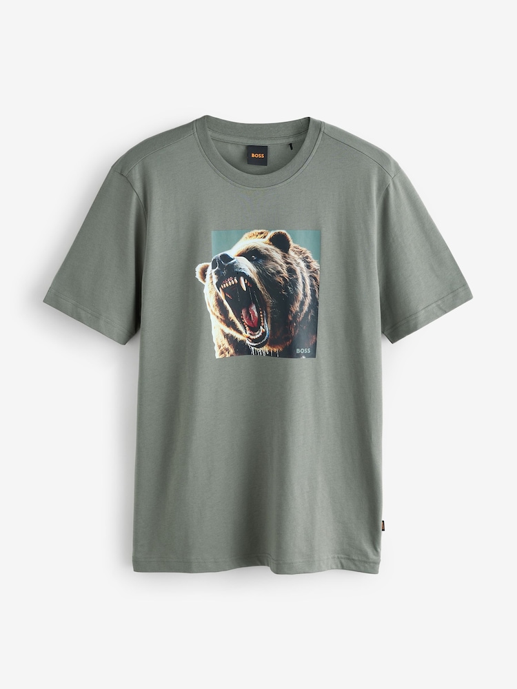 BOSS Grey Graphic Regular-Fit T-Shirt - Image 1 of 1