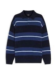BOSS Stripe Knitted Polo Shirt - Imagen 1 de 1