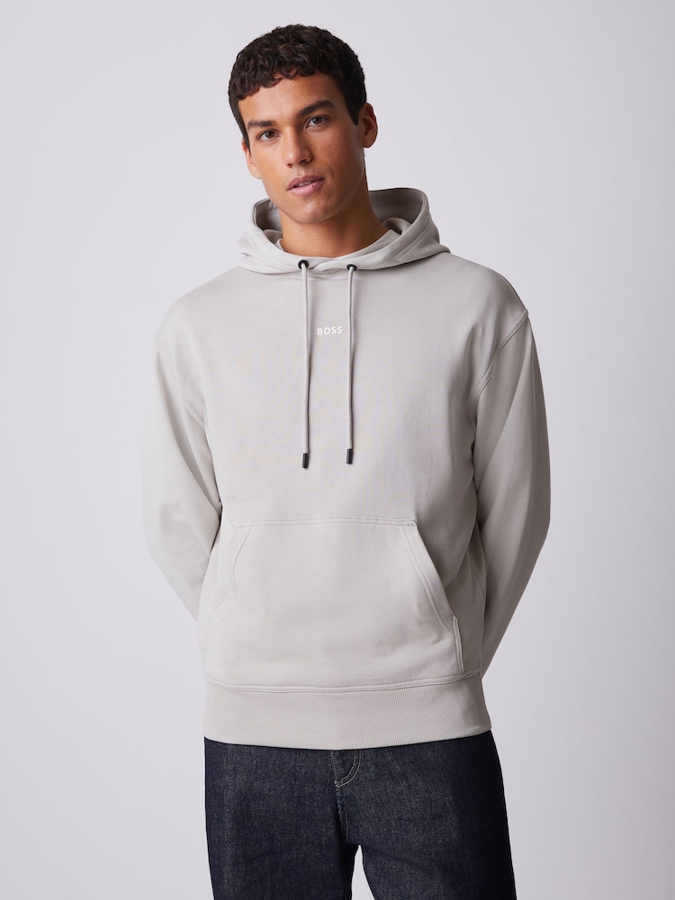 BOSS Grey Regular Fit Logo Hoodie - Image 1 of 4 BOSS Grey Regular Fit Logo Hoodie - Image 1 of 4