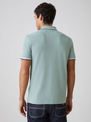 BOSS Olive Green Regular Fit Paddy Tipped Collar Polo Shirt - Image 3 of 5