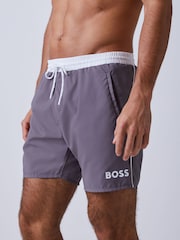 BOSS Grey Starfish Quick Dry Swim Shorts - Image 1 of 5