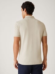 BOSS Cream Regular Fit Paddy Tipped Collar Polo Shirt - Image 4 of 5