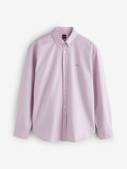 وردي فاتح - قميص قطن بأزرار كاملة تلبيس قياسي من BOSS - صورة 6 من 6