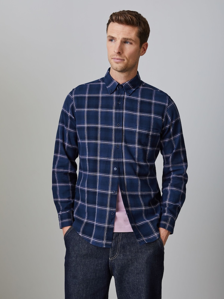 BOSS Blue Rickert Check Flannel Shirt - Image 1 of 4