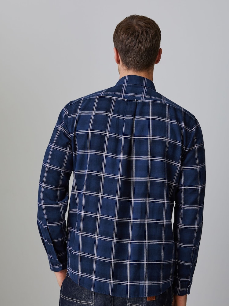 BOSS Blue Rickert Check Flannel Shirt - Image 2 of 4