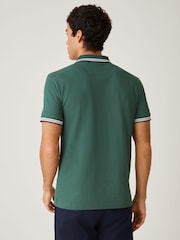 BOSS Light Green Regular Fit Paddy Tipped Collar Polo Shirt - Image 4 of 5