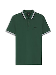 BOSS Light Green Regular Fit Paddy Tipped Collar Polo Shirt - Image 5 of 5