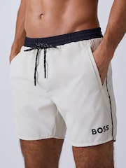 BOSS White Starfish Quick Dry Swim Shorts - Image 1 of 4