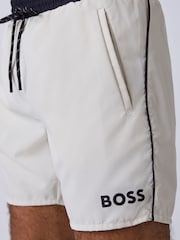 BOSS White Starfish Quick Dry Swim Shorts - Image 4 of 4