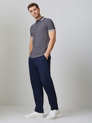 BOSS Grey Regular Fit Paddy Tipped Collar Polo Shirt - Image 2 of 5