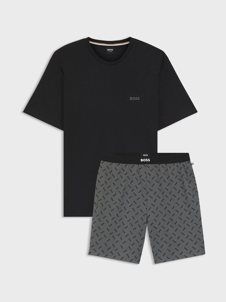 BOSS Grey Regular-Fit Logo Pyjamas Set - Image 1 of 1 BOSS Grey Regular-Fit Logo Pyjamas Set - Image 1 of 1