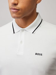 BOSS White Paddy Quarter Zip Polo Shirt - Image 4 of 5