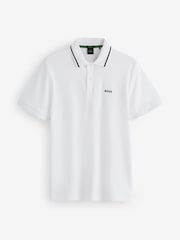 BOSS White Paddy Quarter Zip Polo Shirt - Image 5 of 5