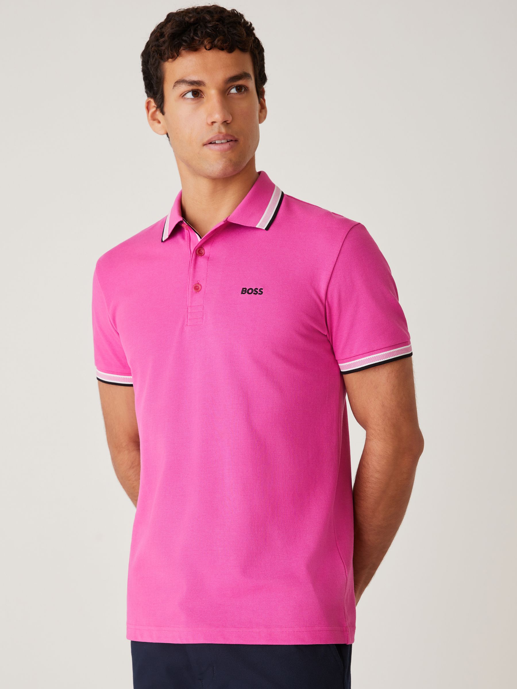 Buy BOSS Pink Paddy Tipped Collar Polo Shirt from Next USA