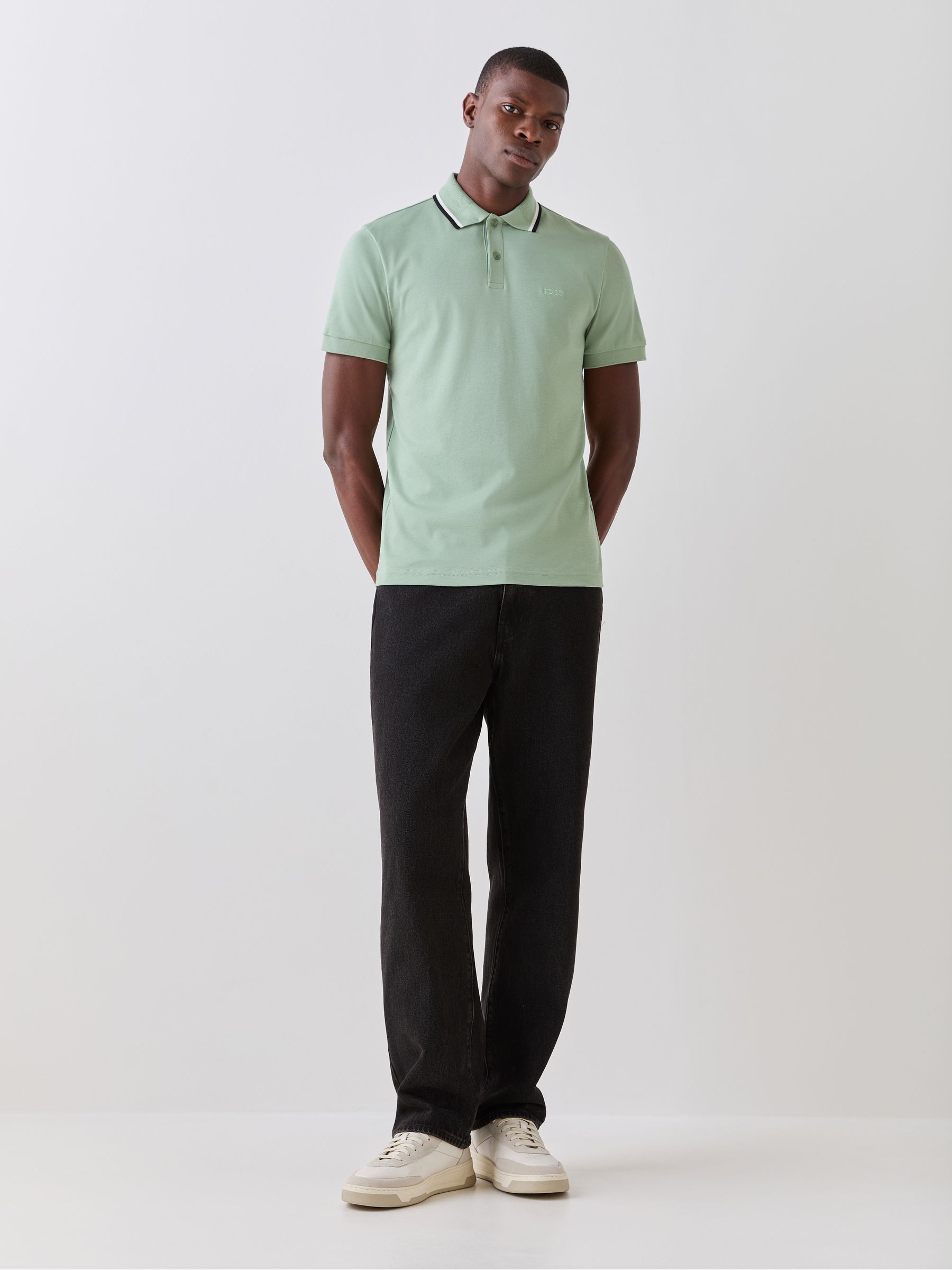 Buy BOSS Mint Green Regular Fit Short Sleeve Paddy Polo Shirt from