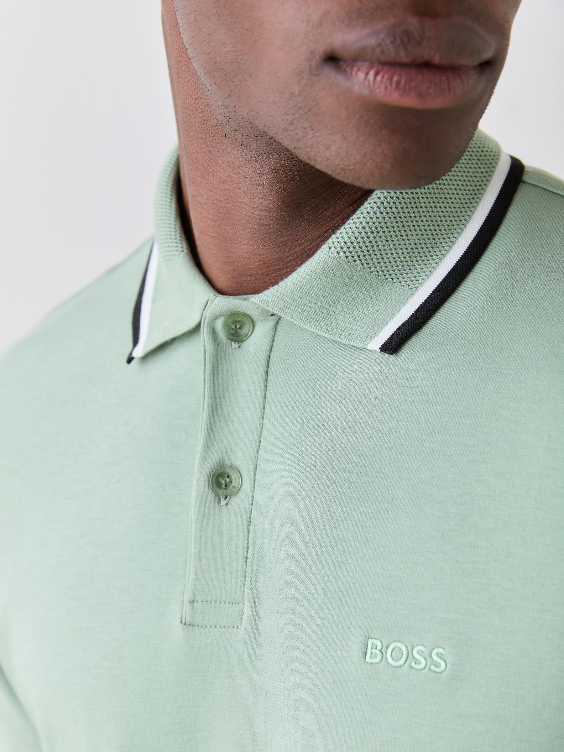Buy BOSS Mint Green Regular Fit Short Sleeve Paddy Polo Shirt from