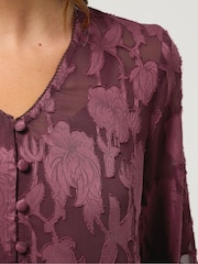 M&Co Purple Jacquard V-Neck Blouse - Image 4 of 5