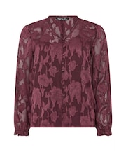 M&Co Purple Jacquard V-Neck Blouse - Image 5 of 5