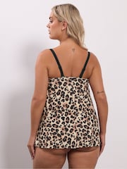 Yours Curve Black Leopard A-Line Tankini - Image 2 of 7