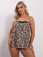 Yours Curve Black Leopard A-Line Tankini - Image 3 of 7