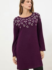 M&Co Purple Animal Embellished Tunic Jumper - Image 1 of 5