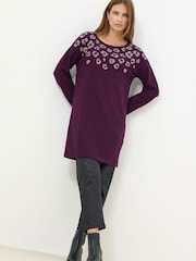 M&Co Purple Animal Embellished Tunic Jumper - Image 2 of 5