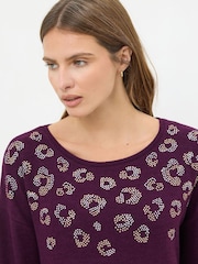M&Co Purple Animal Embellished Tunic Jumper - Image 4 of 5