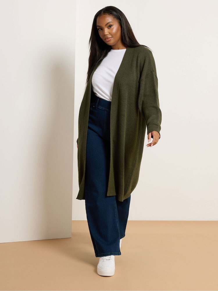 Yours Curve Green Midi Cardigan - Image 2 of 5 Yours Curve Green Midi Cardigan - Image 2 of 5