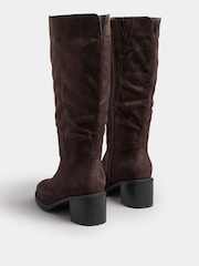 Yours Curve Brown Extra-Wide Fit Block Heel Micro Boots - Image 3 of 4