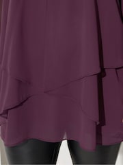 Yours Curve Purple London Bellow Long Sleeve Layered Blouse - Image 4 of 5