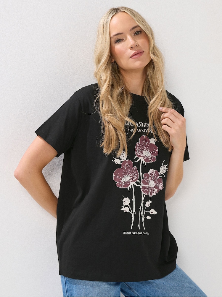 Long Tall Sally Black Oversized Los Angeles T-Shirt - Image 1 of 5 Long Tall Sally Black Oversized Los Angeles T-Shirt - Image 1 of 5