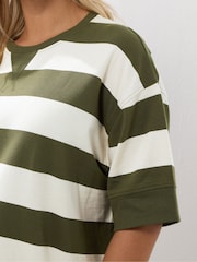 Yours Curve Green Heavyweight Ribbed Mix T-Shirt - Image 4 of 5