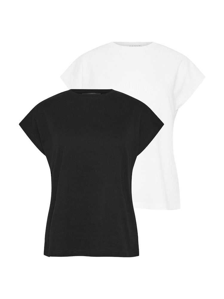 PixieGirl Petite Black Grown On Short Sleeve T-Shirts 2 Pack - Image 8 of 8 PixieGirl Petite Black Grown On Short Sleeve T-Shirts 2 Pack - Image 8 of 8